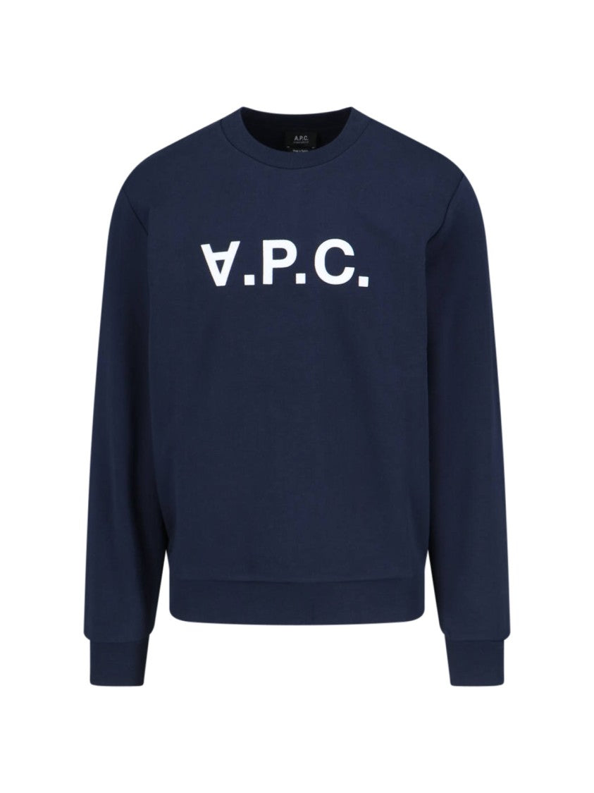 A.P.C. Blue Organic Cotton Logo Sweatshirt