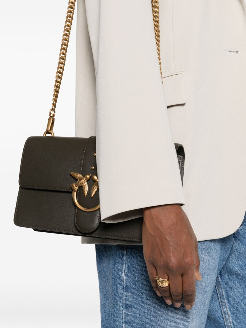 Pinko Rectangular Structured Bag With Signature Bird Clasp