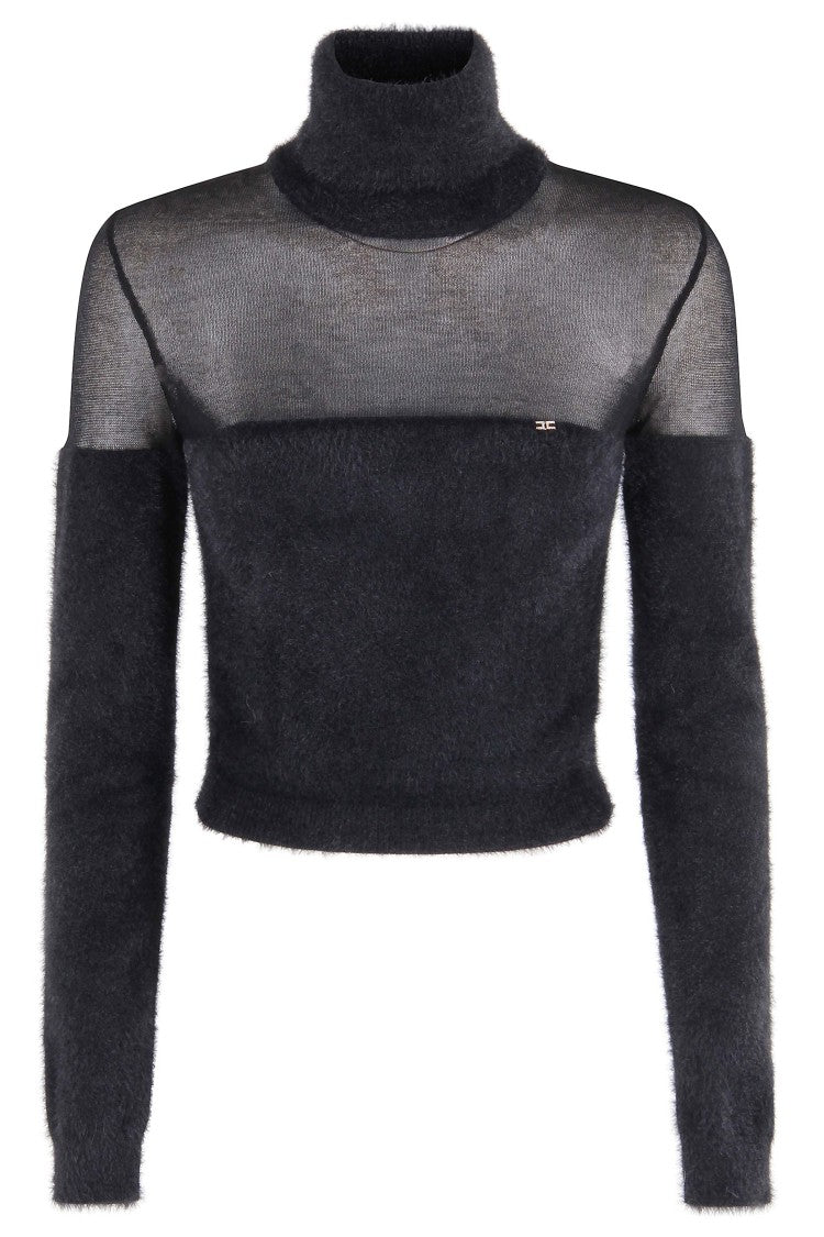 Elisabetta Franchi Cropped Black Sweater With High Neck