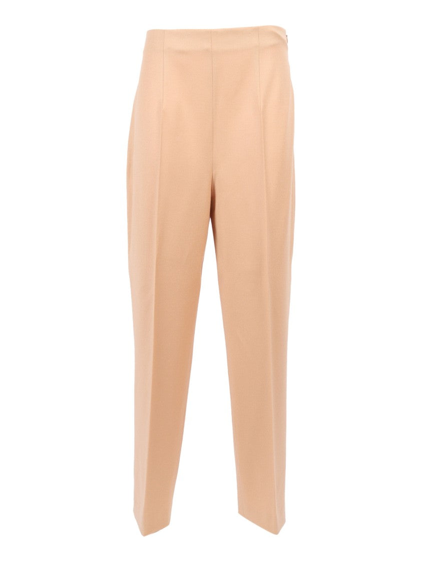 Alberta Ferretti High Waist Straight-Leg Tailored Pants With Pleats