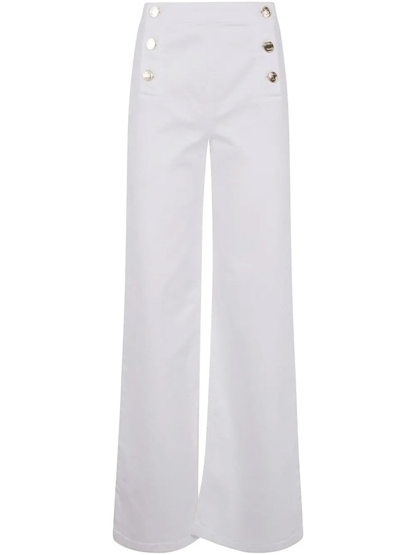 Twin-Set High-Waisted Flared Jeans With Decorative Buttons