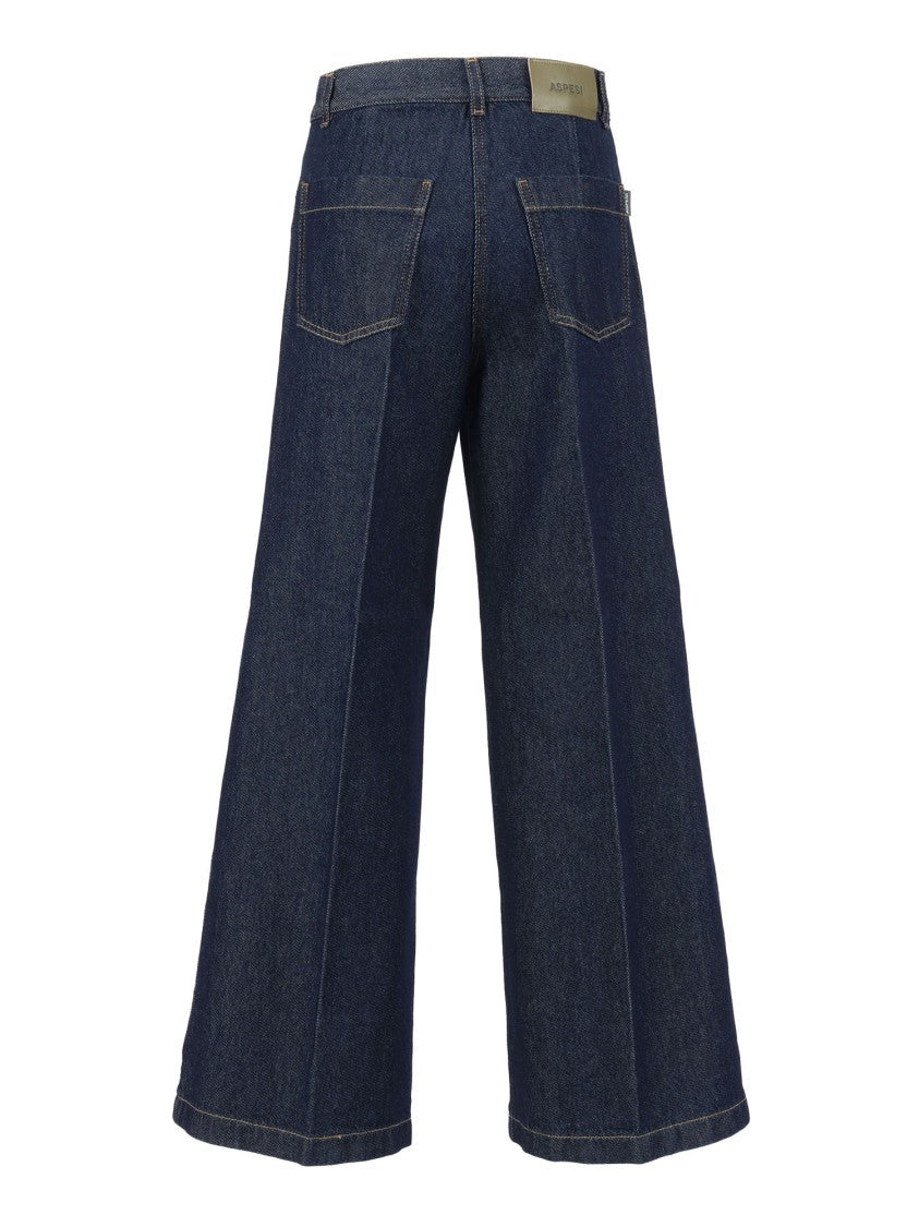 Aspesi Wide-Leg Denim Trousers With High Waist