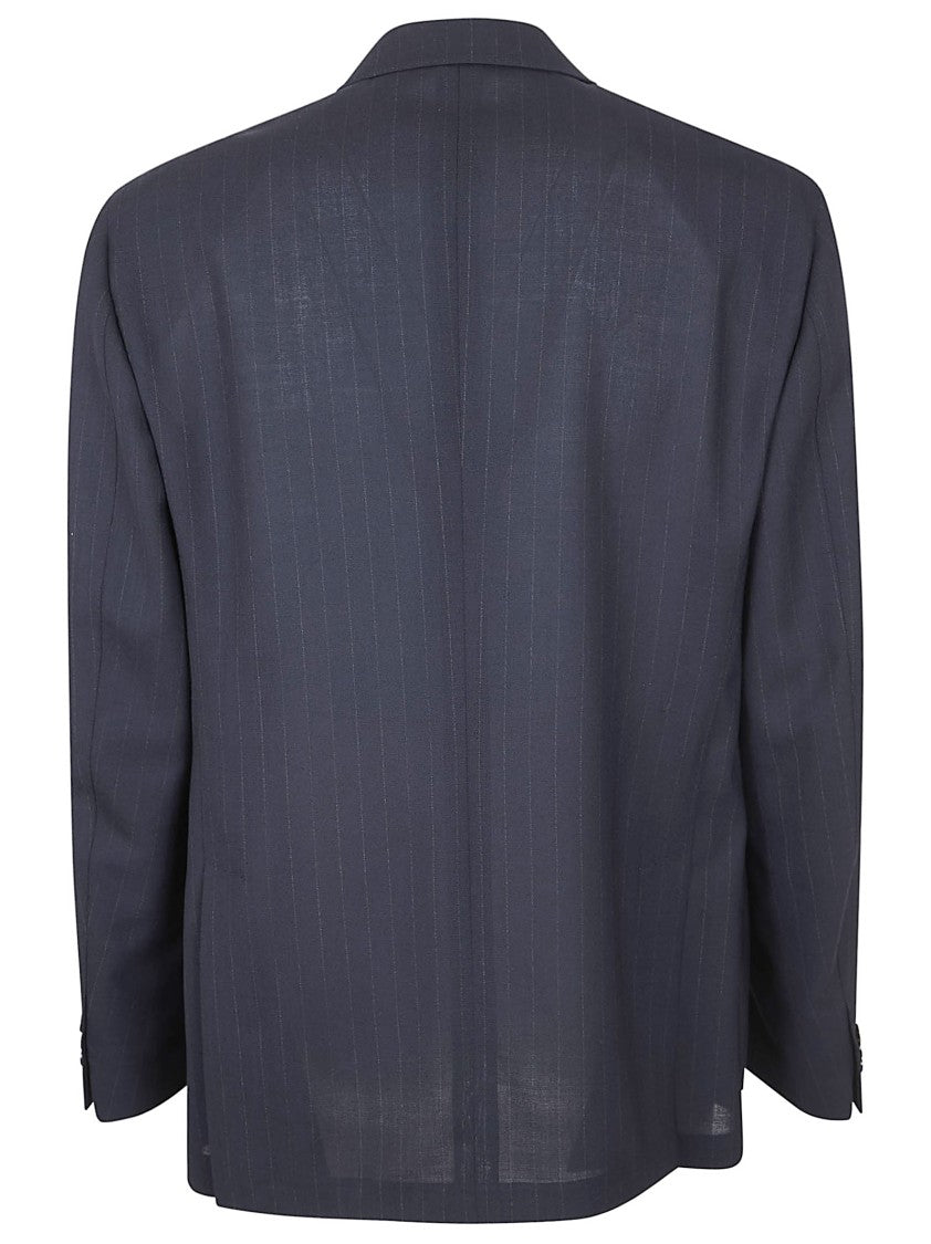 Lardini Tailored Two-Piece Suit With Subtle Pinstripe And Decorative Pin