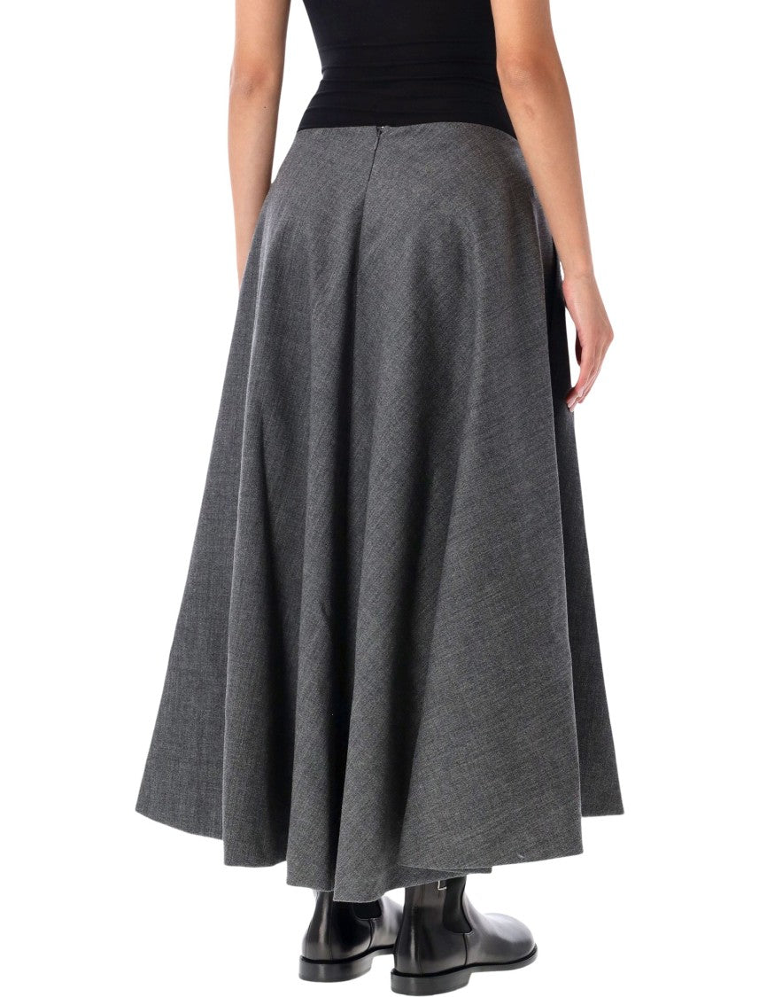 Ami Paris Maxi Skirt With Trapezoid Silhouette And Gros-Grain Detail