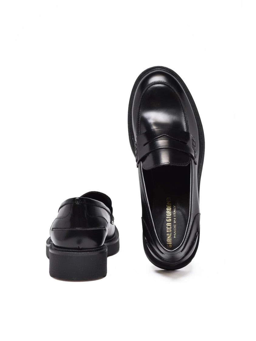 Gianluca Giordano Black Rubber Penny Loafers