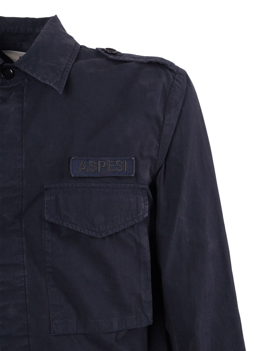 Aspesi Navy Classic Collar Casual Shirt