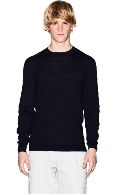 Armani Exchange Textured Knit Sweater With Ribbed Details