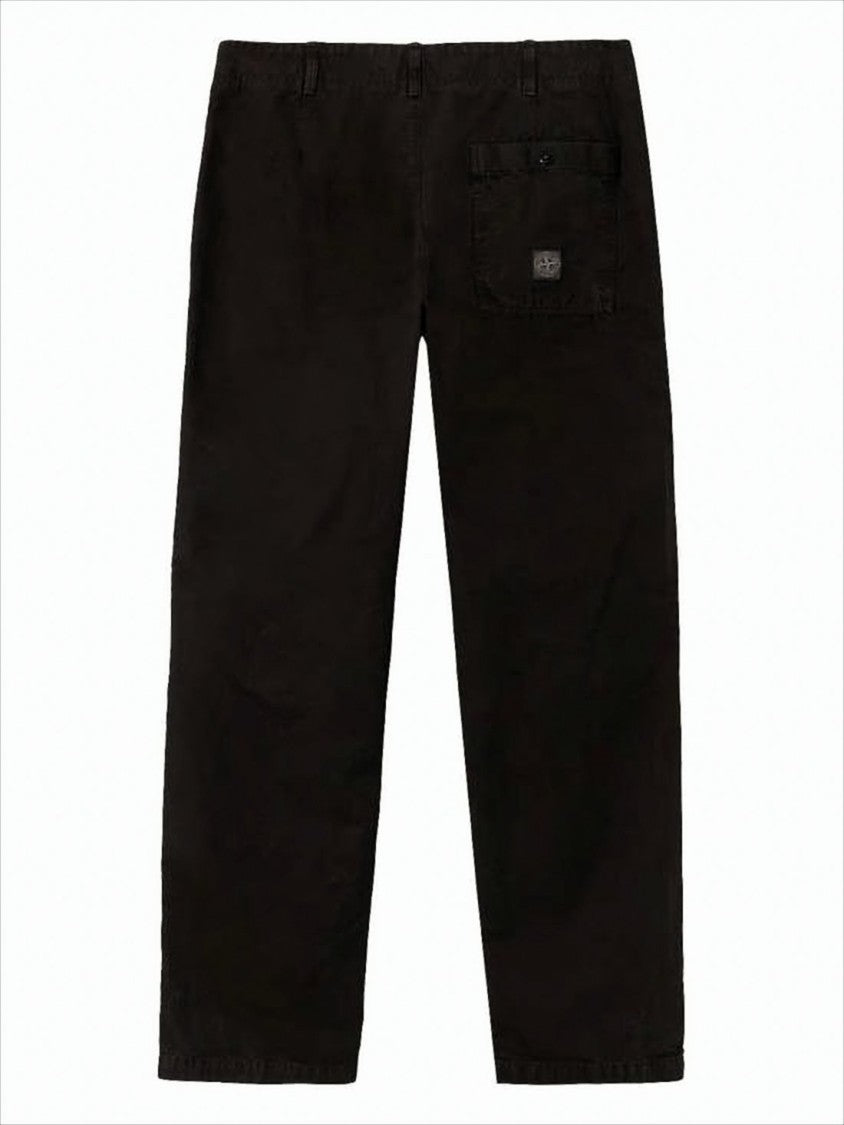 Stone Island Relaxed Fit Black Straight Pants With Minimalist Design