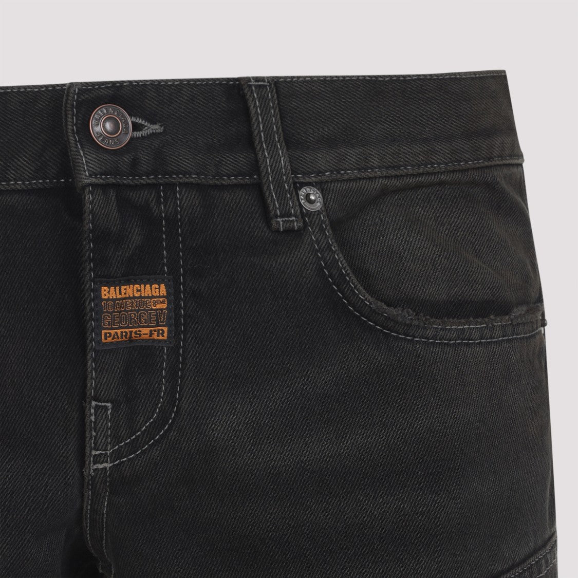 Balenciaga Anthracite Grey Cotton Fitted Low Waist Pants