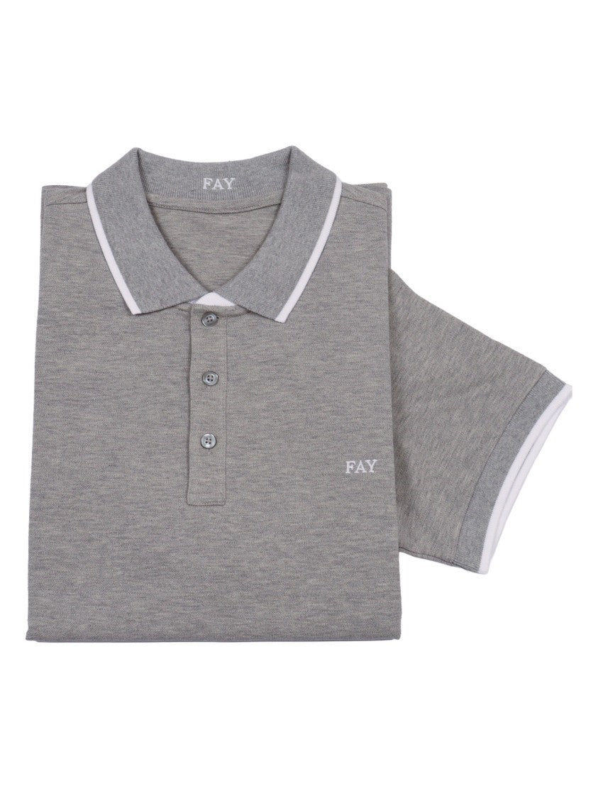 Fay Striped Textured Piquet Polo Shirt
