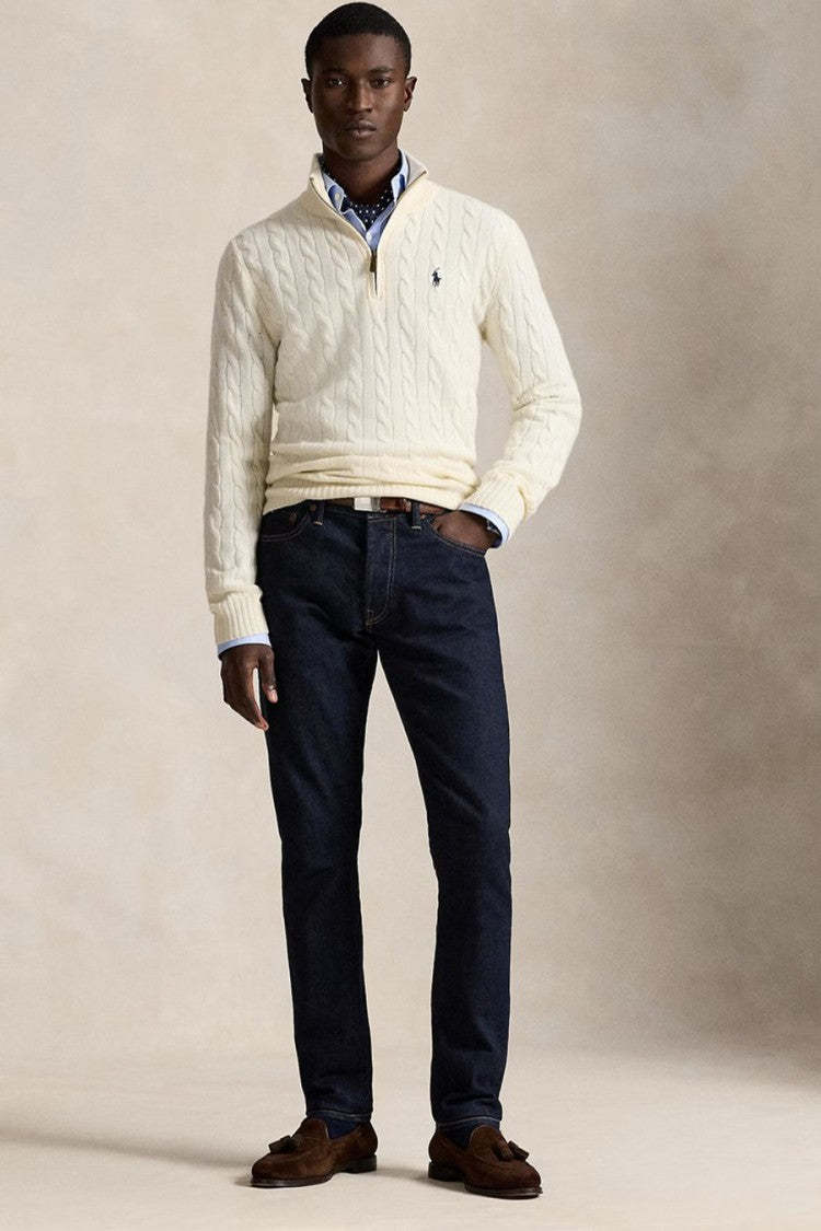 Polo Ralph Lauren Cream Cable-Knit Quarter-Zip Sweater