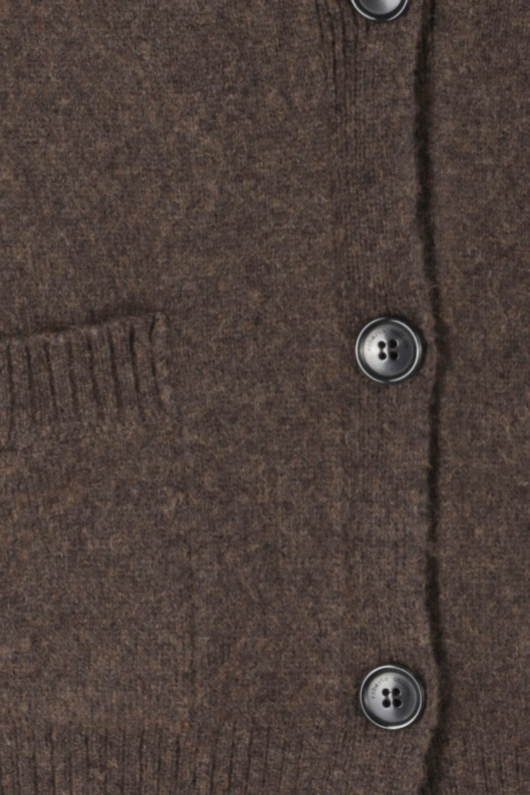Roberto Collina Corteccia Wool-Camel V-Neck Oversized Cardigan