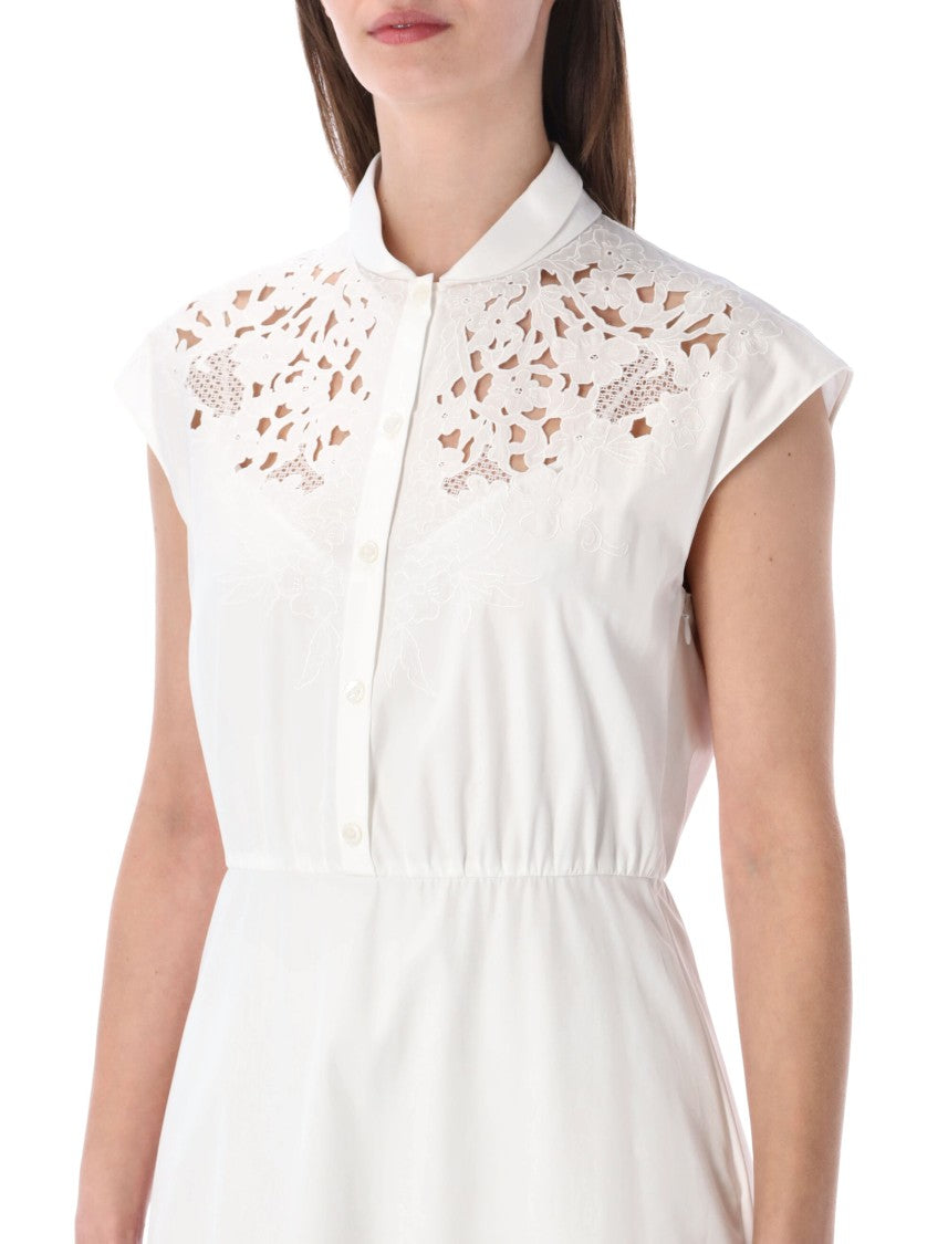 Valentino Garavani Sangallo Embroidery Midi Poplin Dress