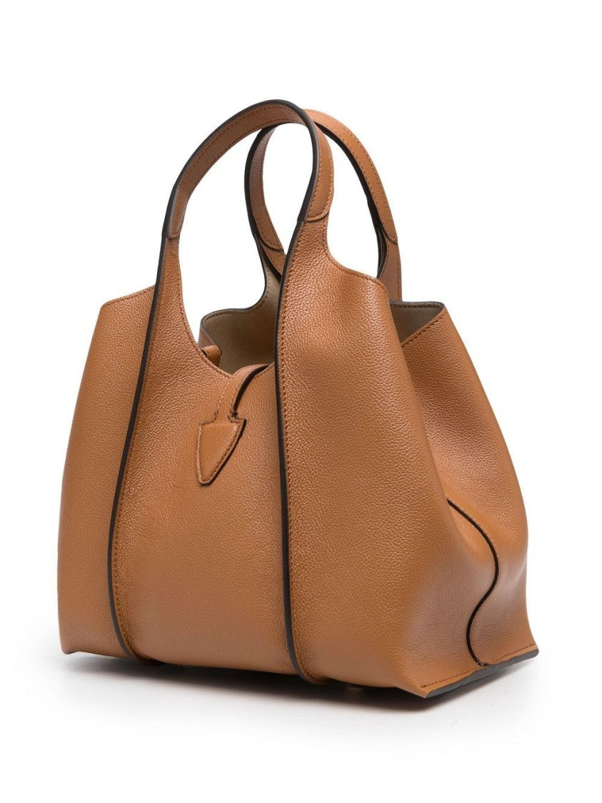 Tod's Structured Handbag With Pebbled Texture And Metallic Clasp