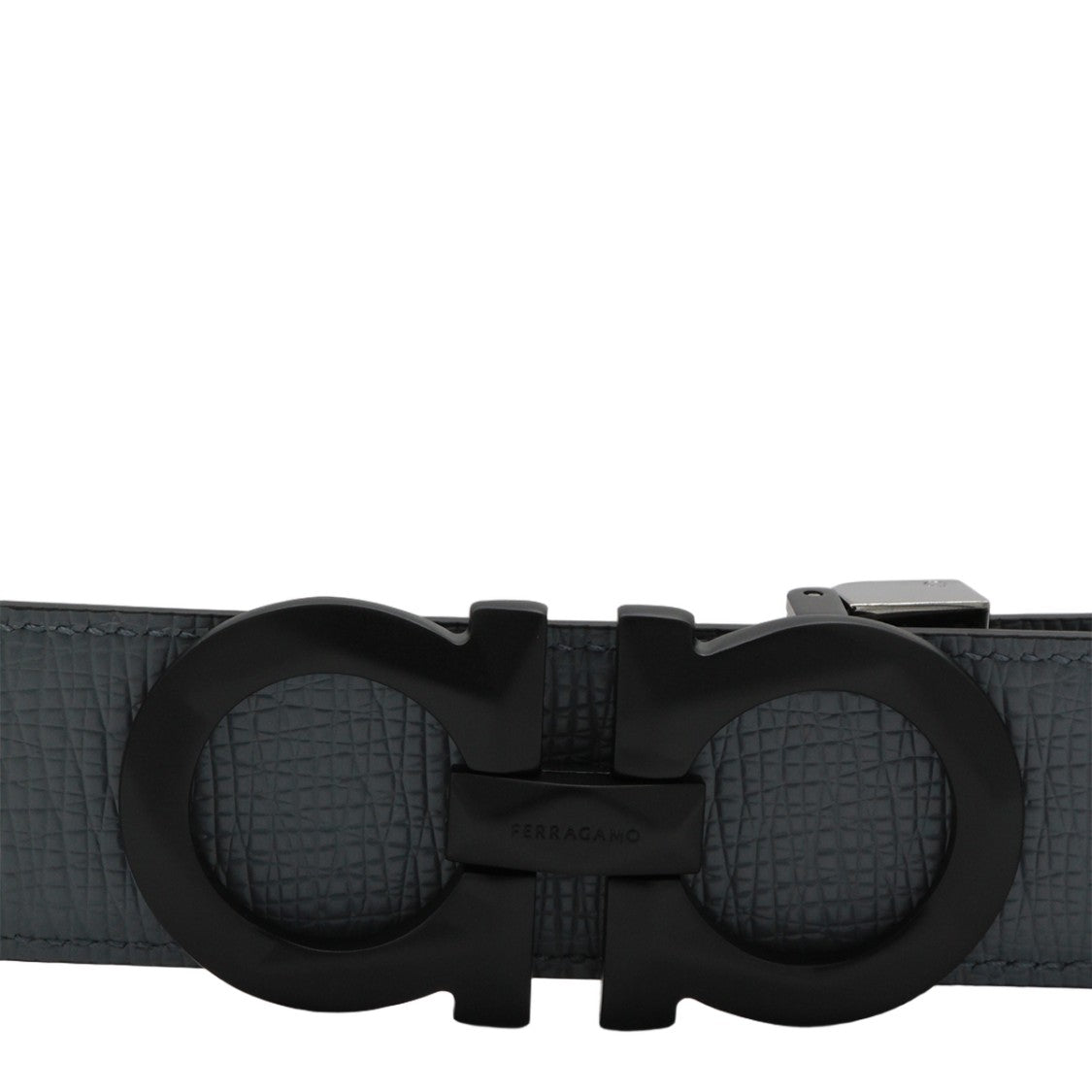 Ferragamo Textured Black Strap Belt