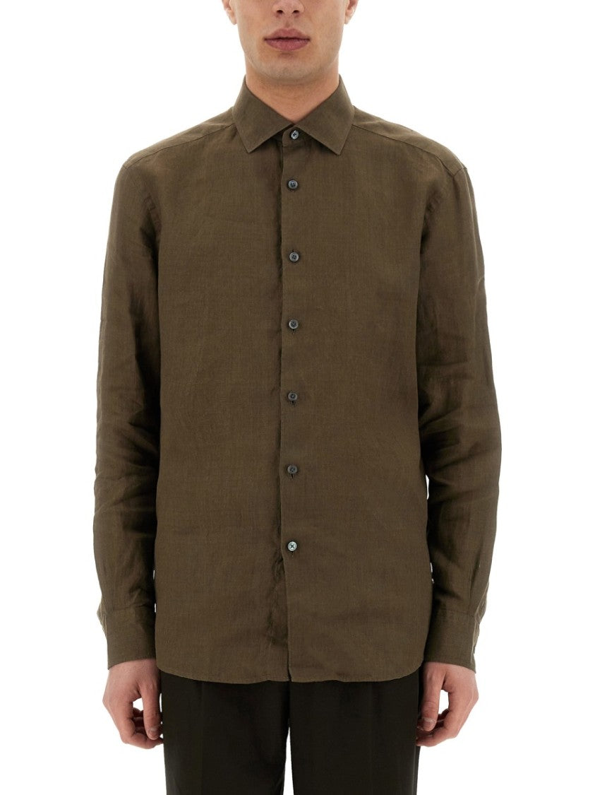 Zegna Brown Linen Shirt