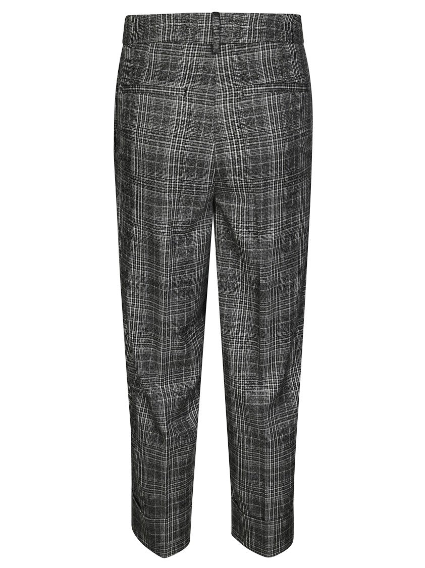 Liu Jo Tailored Grey Checkered Pants With Cuffed Hem