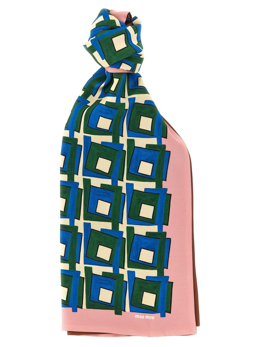 Miu Miu Geometric Silk Twill Scarf