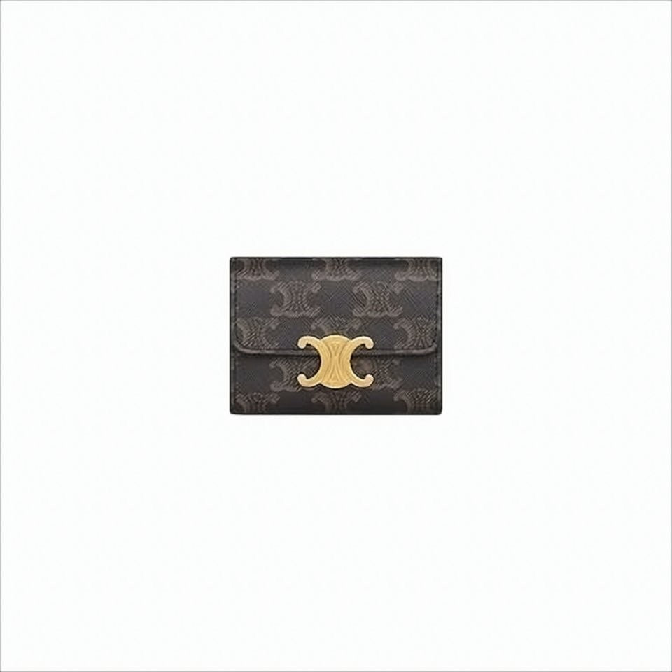 Celine Compact Monogram Canvas And Calfskin Wallet