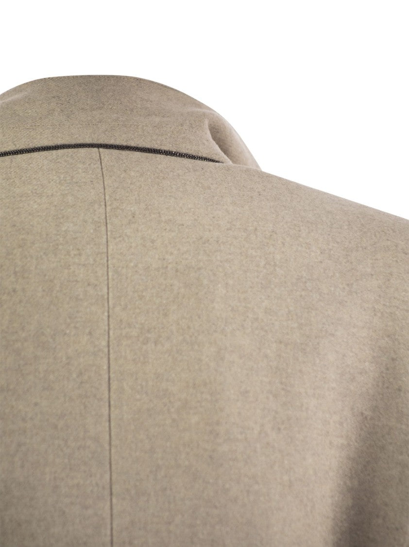 Brunello Cucinelli Lightweight Wool Cloth Coat With Jewellery