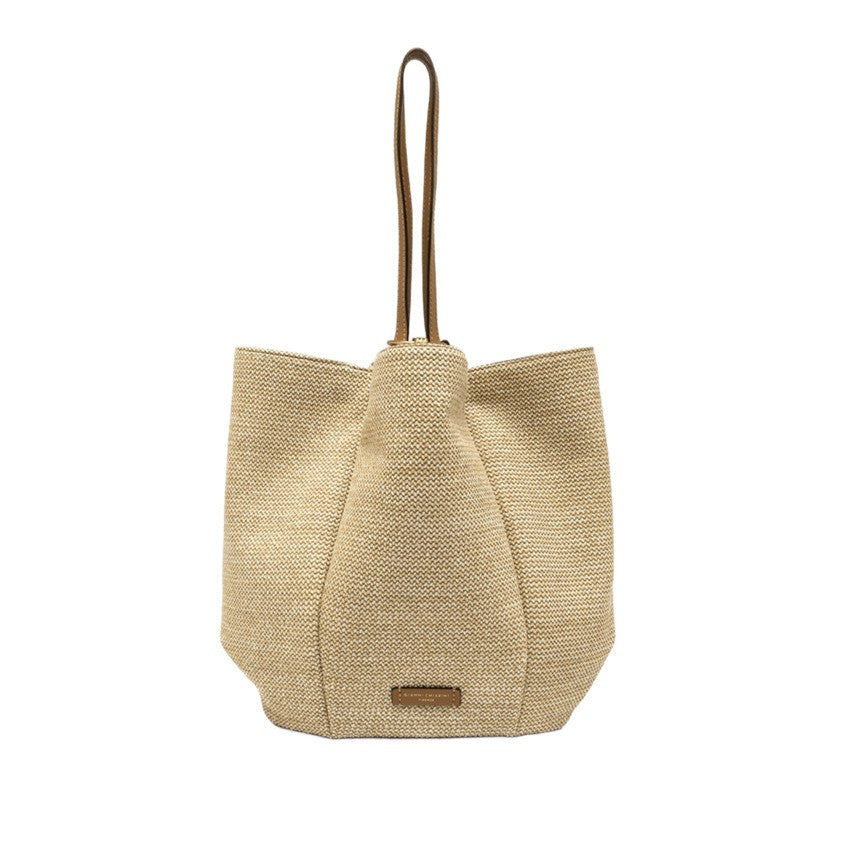 Gianni Chiarini Structured Floral Woven Beige Shopper