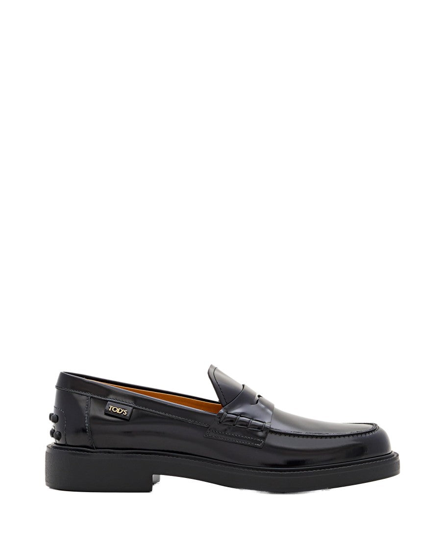 Tod's Polished Leather Loafers With Rounded Toe