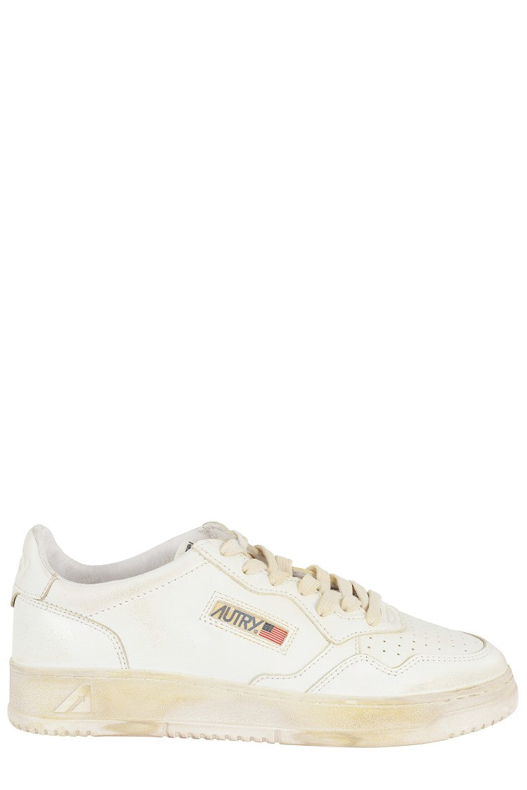 Autry White Sup Vint Low Vintage-Effect Leather Sneakers