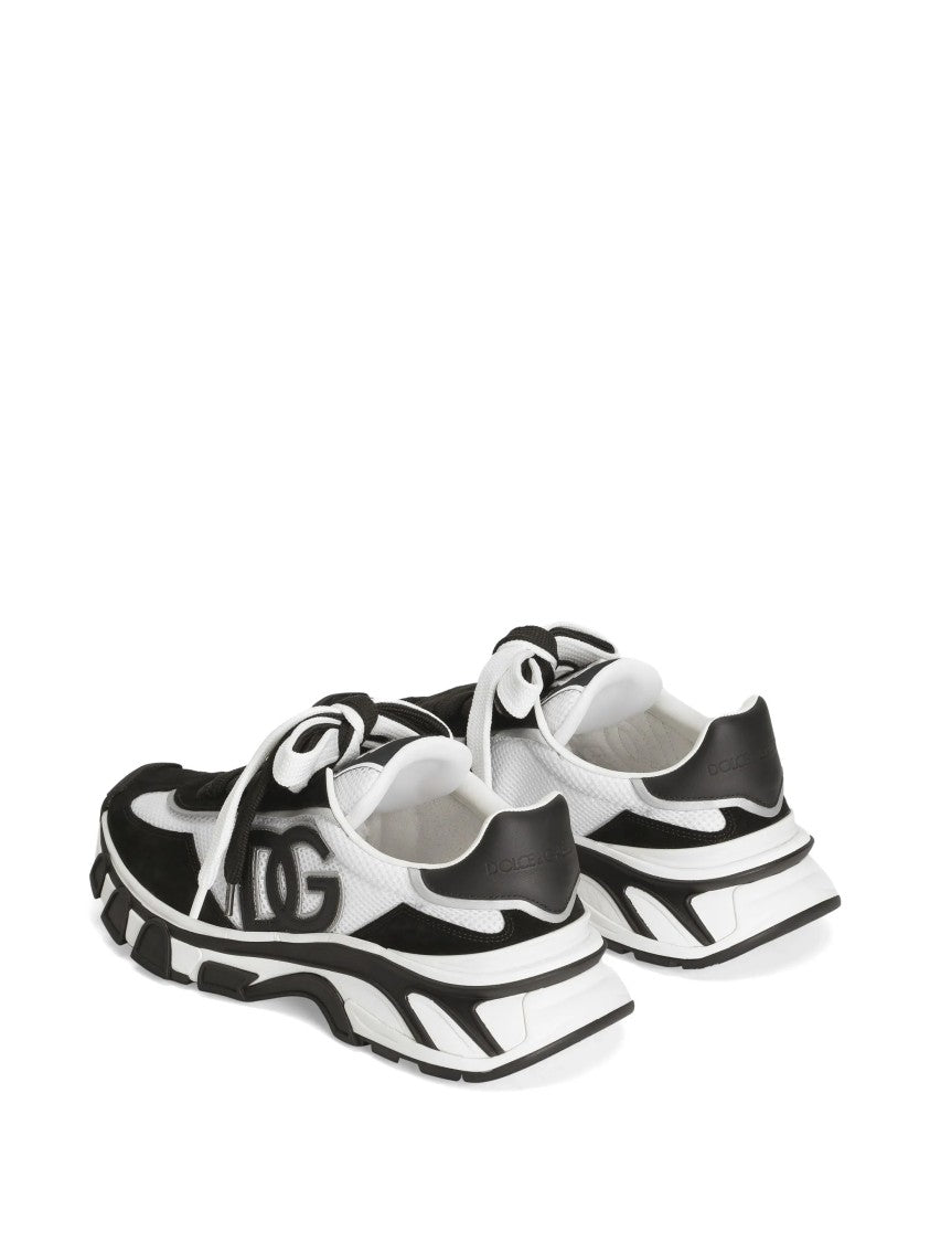 Dolce & Gabbana Black/White Dynamic Chunky Mesh Leather Sneakers