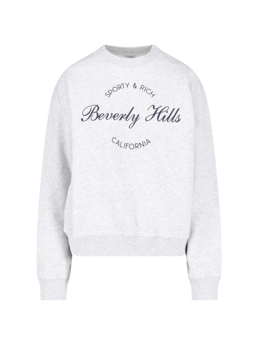 Sporty And Rich Light Grey Sweatshirt With Iconic Text Print
