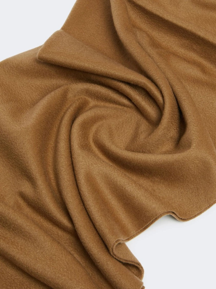 Max Mara Rich Brown Baci Cashmere Fringed Scarf