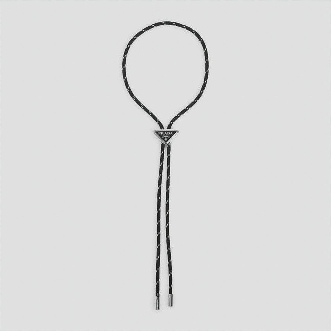 Prada Triangular Pendant Necklace With Black Cord