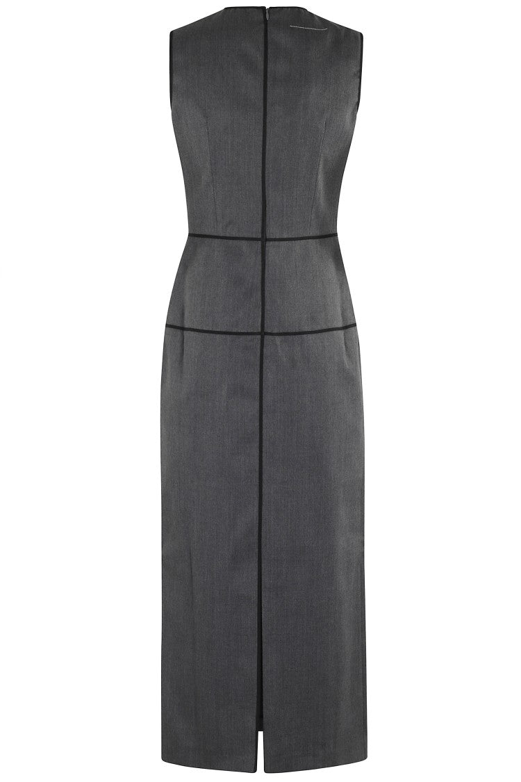 Mm6 By Maison Margiela Grey Maxi Dress With Back Zip Closure