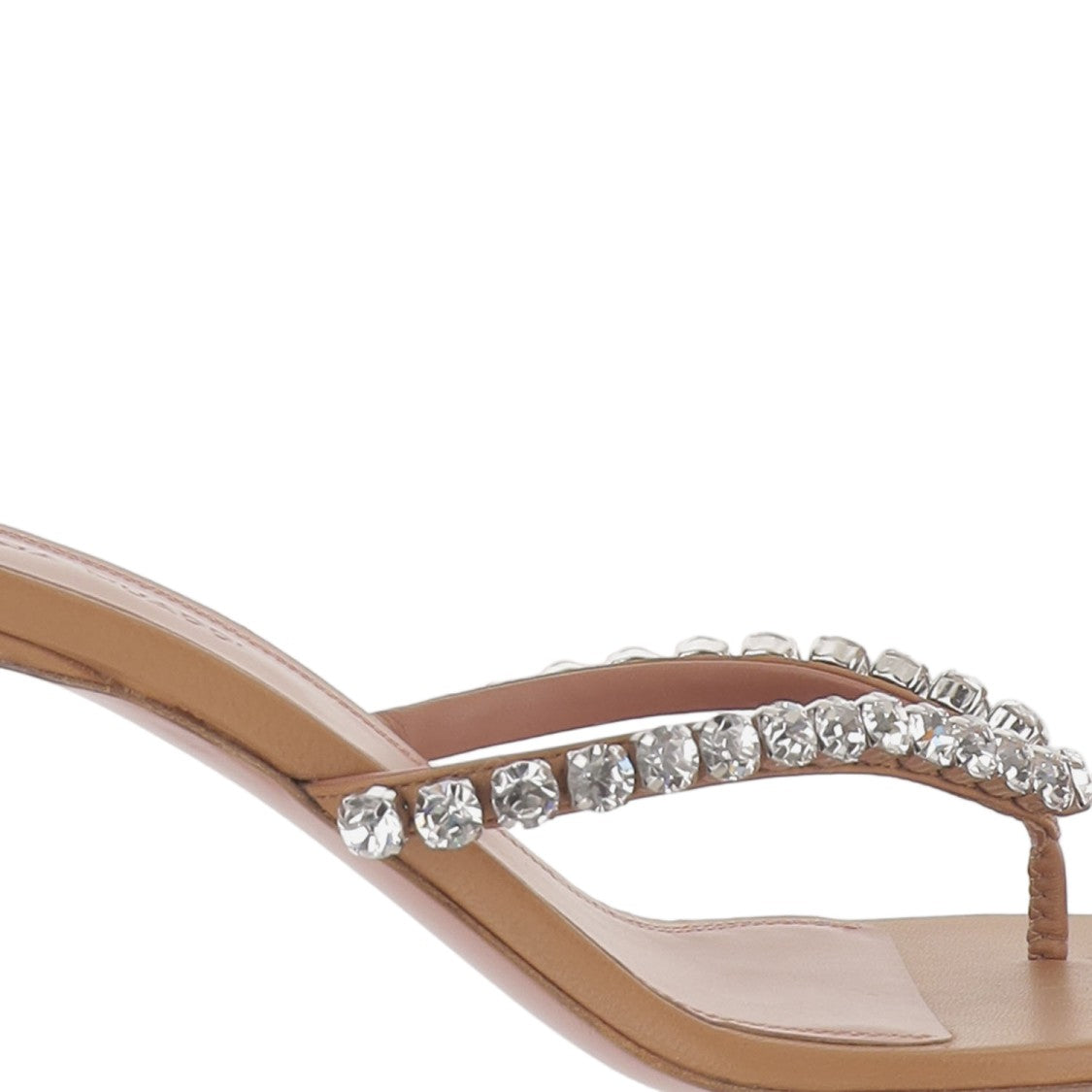 Amina Muaddi Leather Sandals With Crystal-Embellished Thong Design