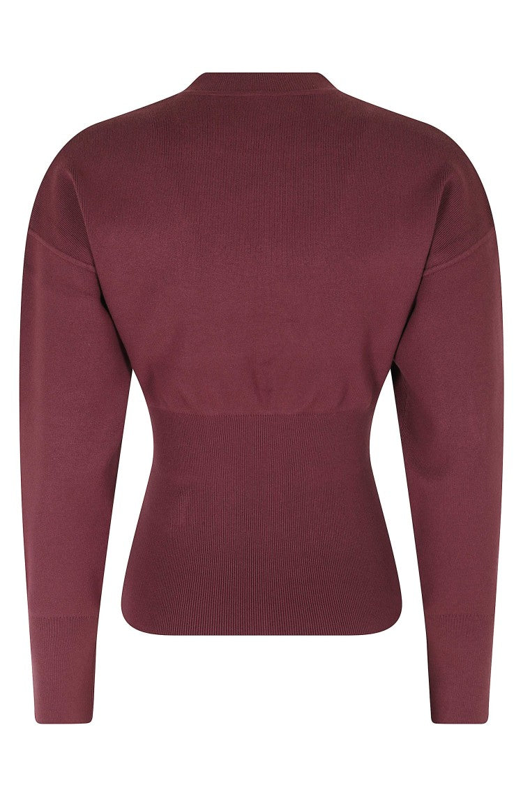 Anine Bing Burgundy Imane Fitted Ribbed Viscose-Blend Sweater