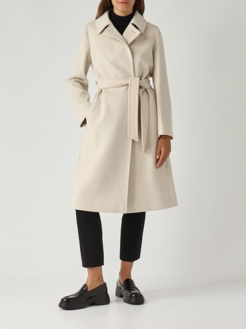 Max Mara Tailored Beige Short Coat With Belted Waist