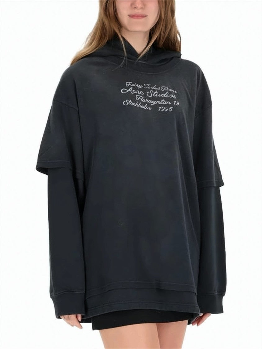 Acne Studios Layered Sleeve Black Oversized Hoodie