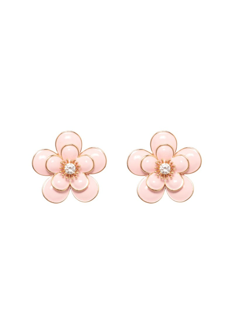 Self-Portrait Delicate Floral Brass Earrings With Crystal Accents