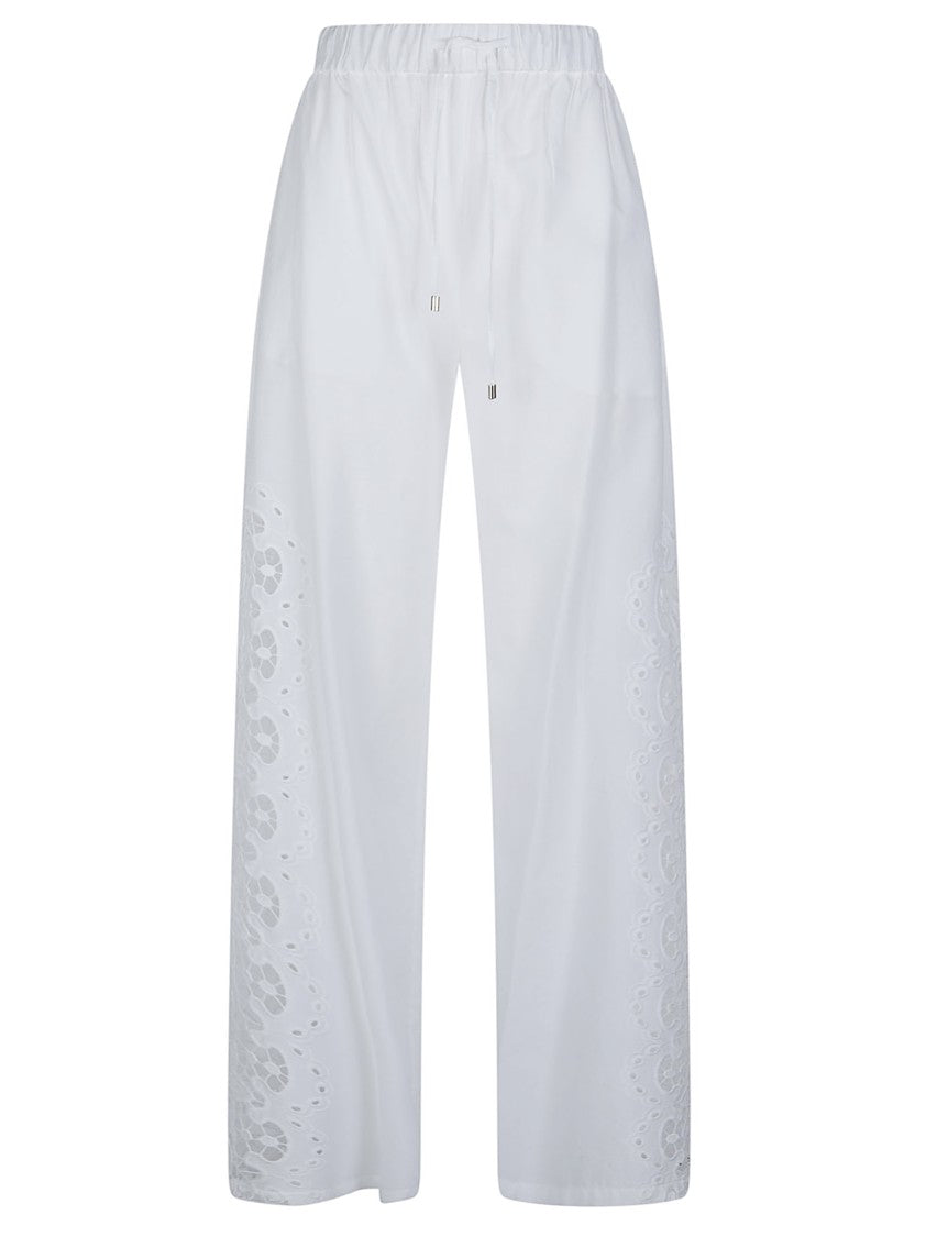 Patrizia Pepe Wide Leg Cotton Eyelet Lace Pants