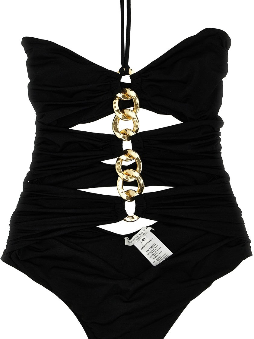 Elisabetta Franchi Chain Detail One-Piece Swimsuit With Cut-Out Accents
