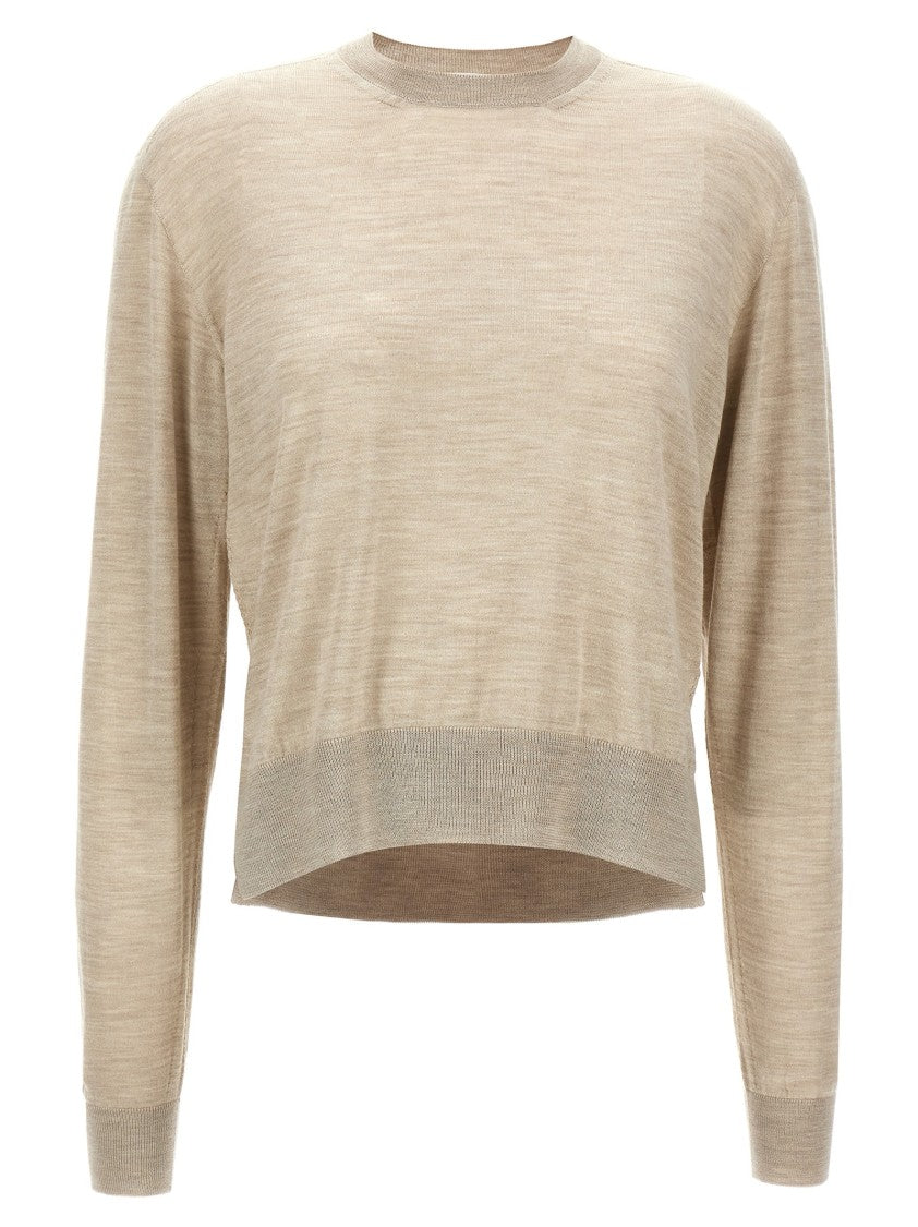 Jil Sander Asymmetrical Wool And Silk Blend Sweater With Side Splits