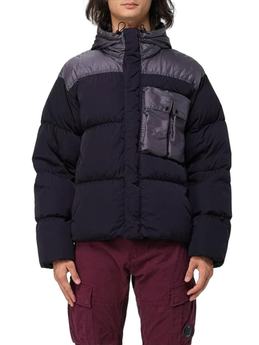 C.P. Company Quilted Black Padded Jacket With High Collar And Hood