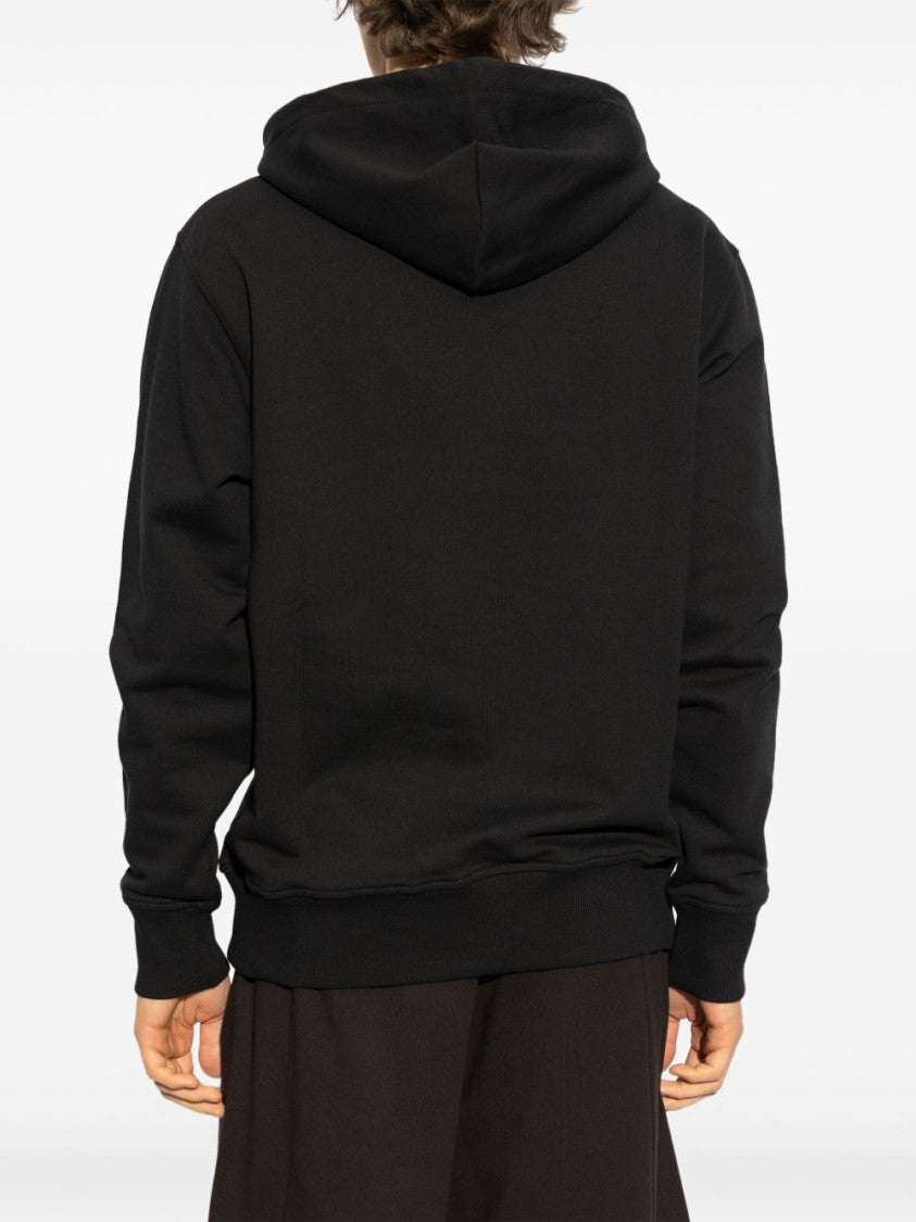 Versace Jeans Couture Black Cotton Sweatshirt With Drawstring Hood