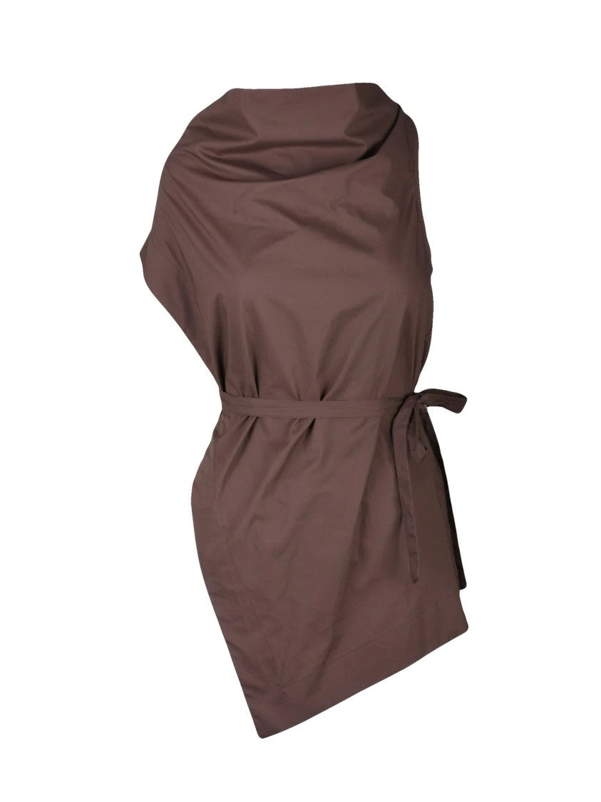 Roberto Collina Brown Asymmetrical One-Shoulder Top