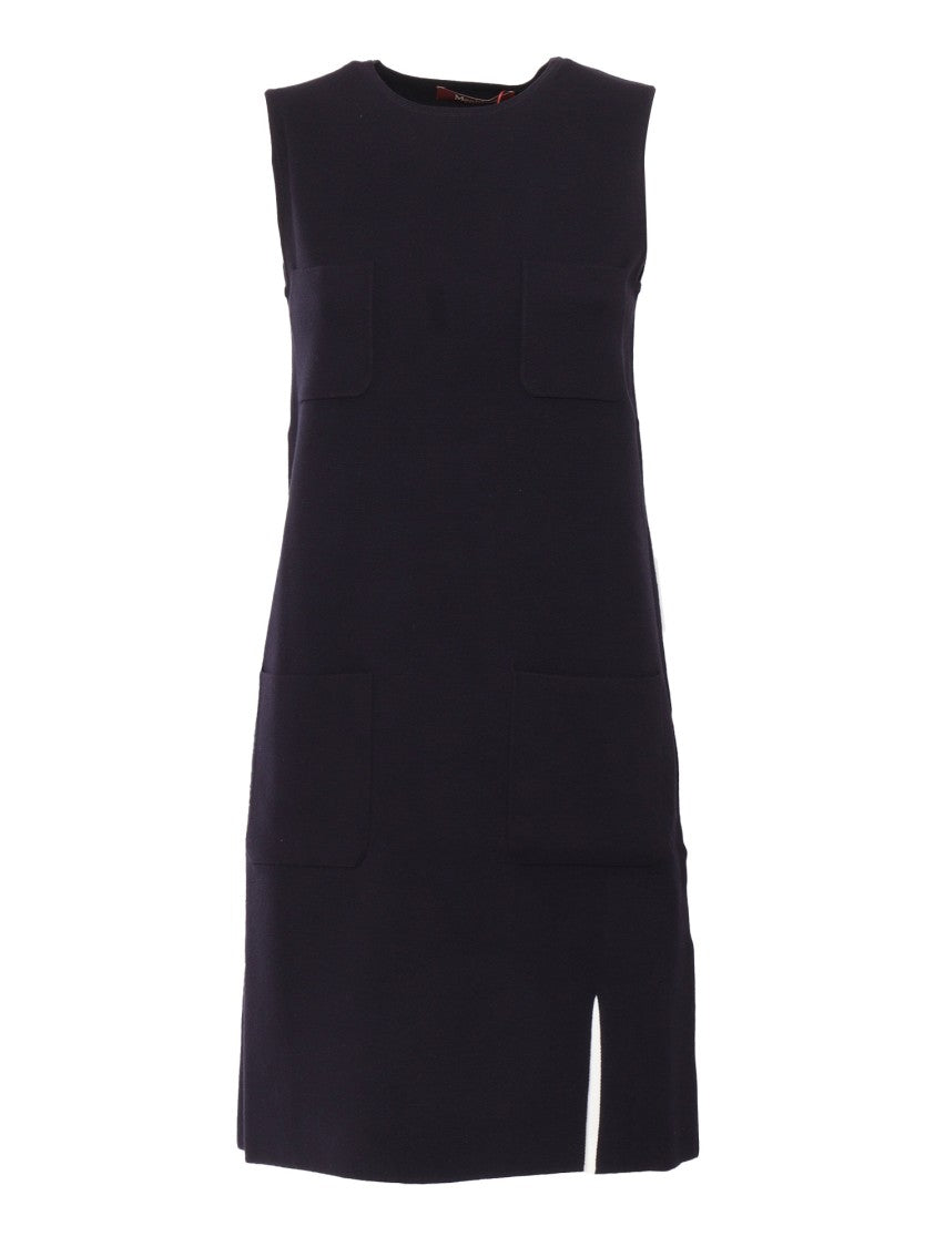 Max Mara Sleeveless Black Midi Dress With Smooth Knit