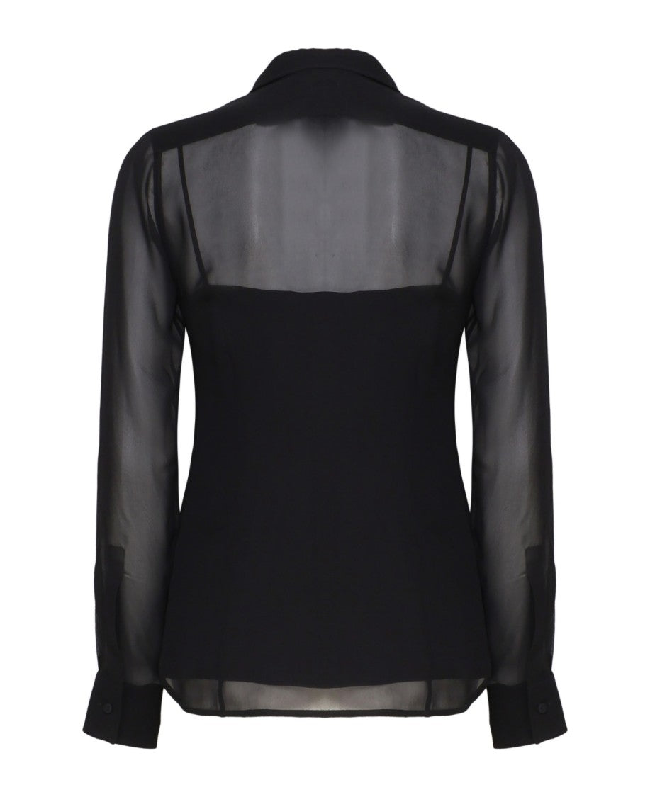 Max Mara Sheer Silk Blouse With Classic Collar