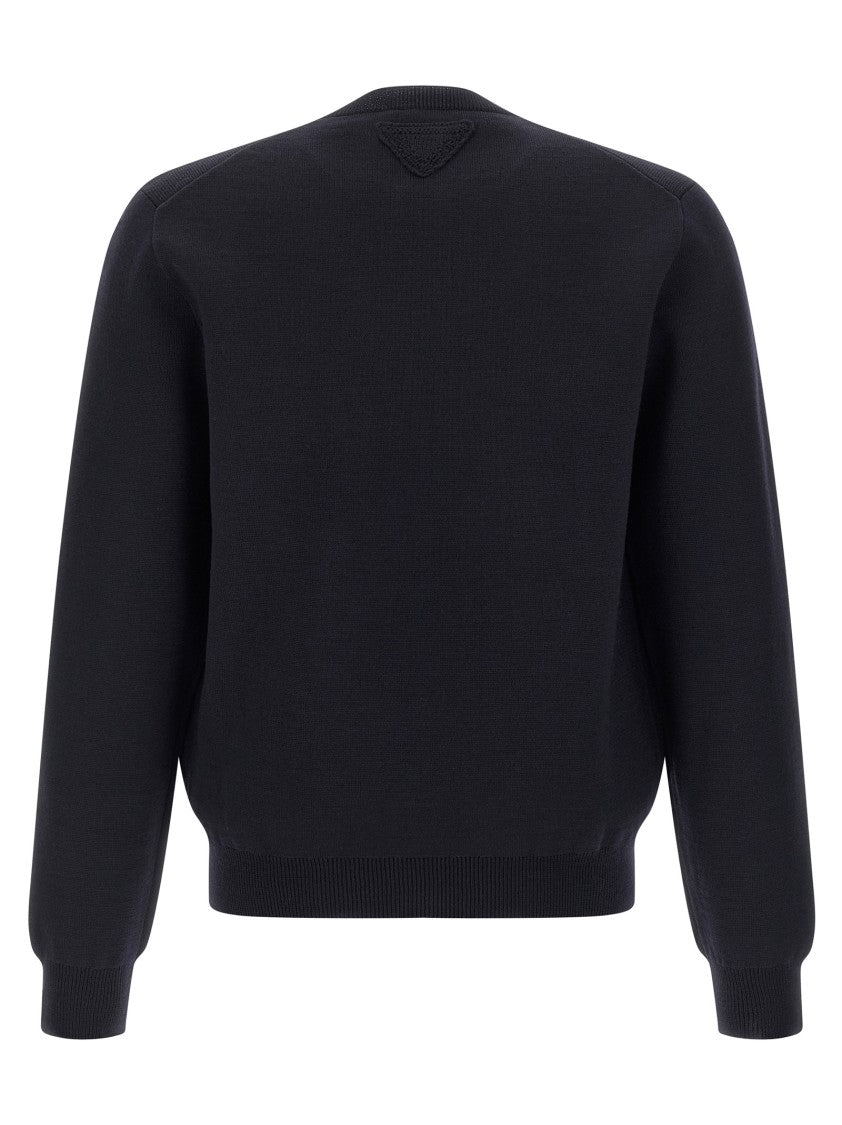 Prada Thick Wool Sweater With Crew Neck