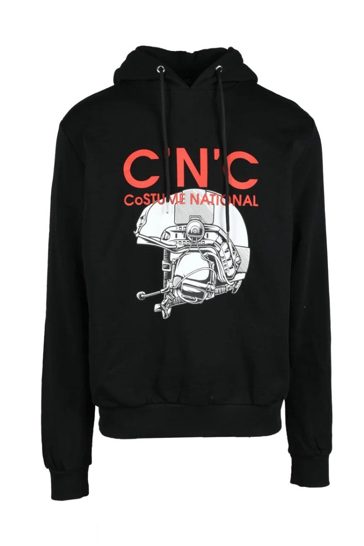 C N C Costume National Black Cropped Cotton Sweatshirt