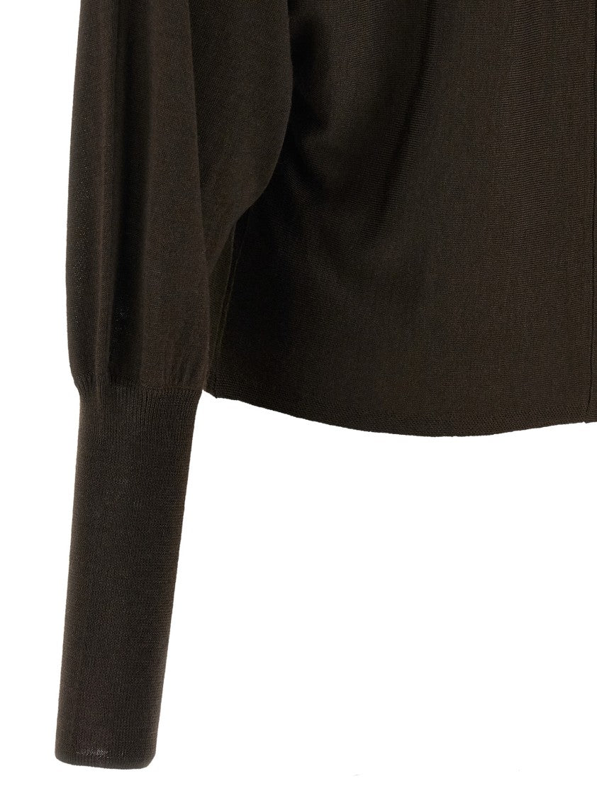 Nude Crewneck Wool Sweater With Bat Sleeves