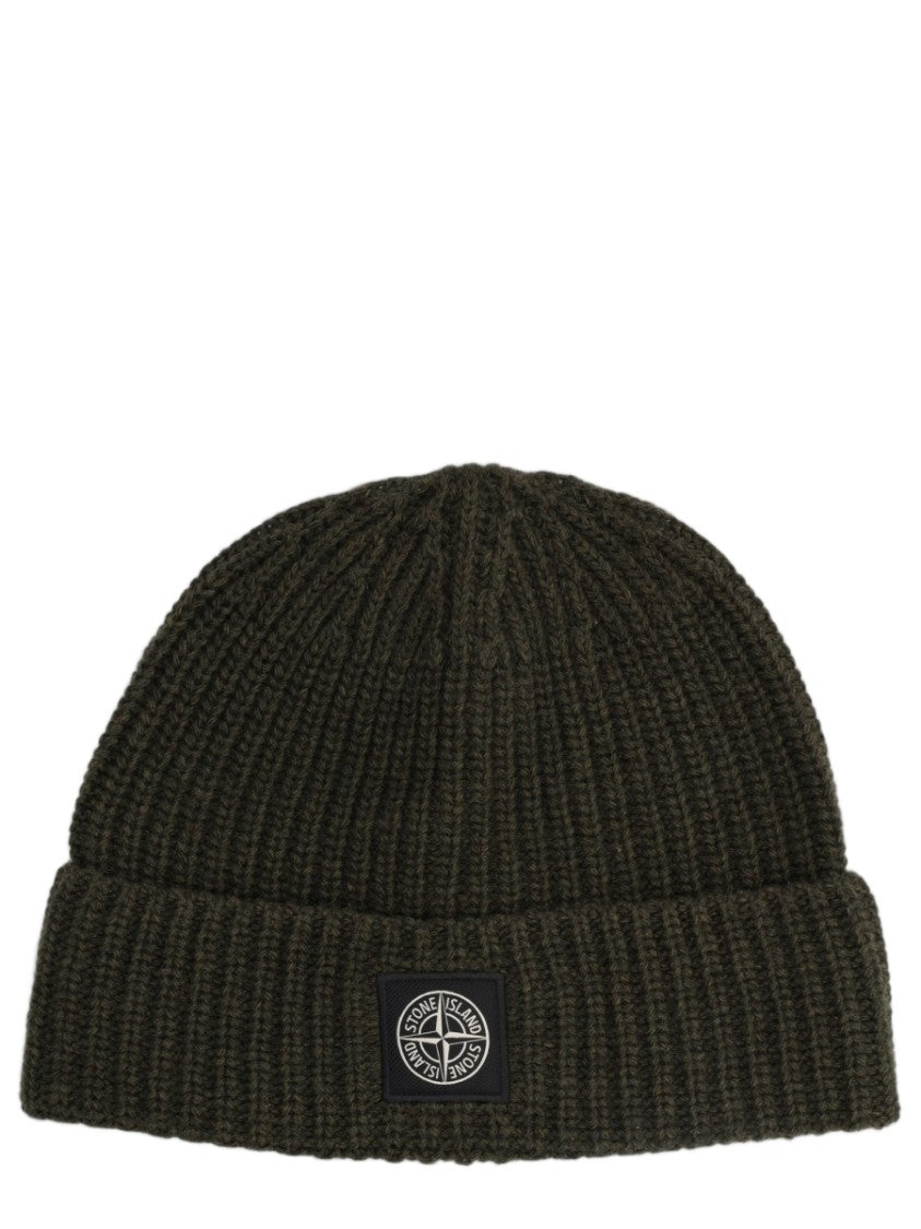 Stone Island Ribbed Knit Virgin Wool Hat