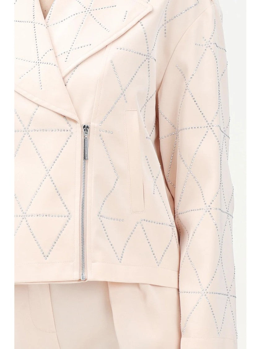 Simona Corsellini Pink Polyester Satin Biker Jacket